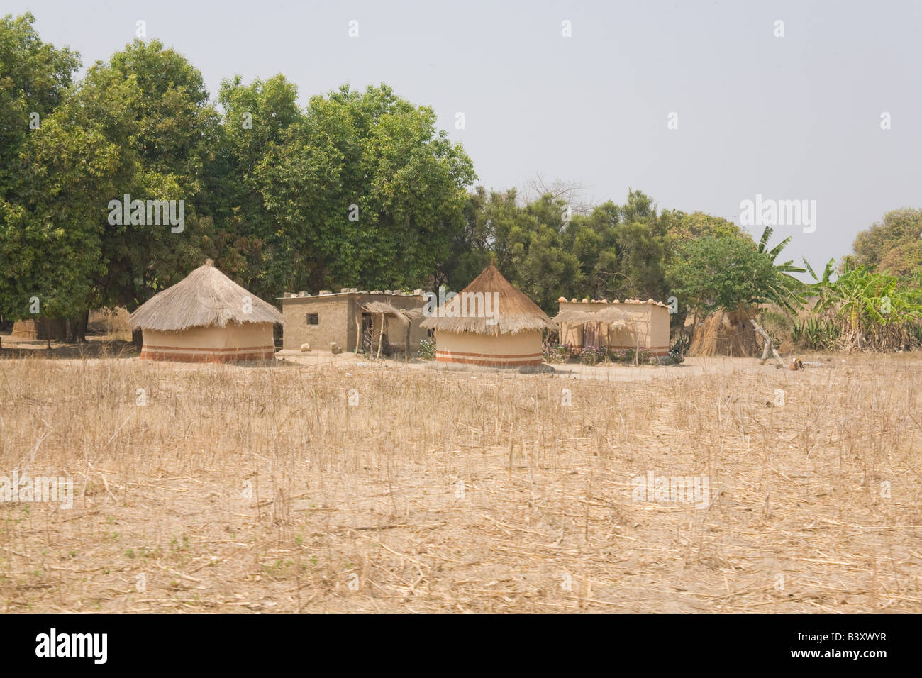 Rural traditional village huts Kafue Zambia Africa Stock Photo