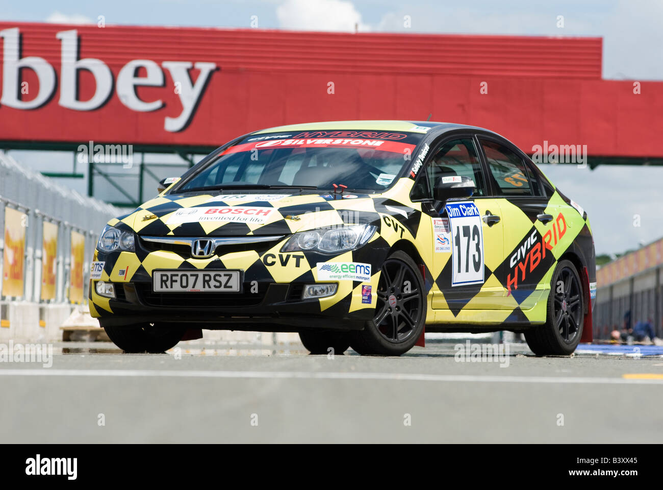 Oaktec Honda Insight hybrid rally car The car has been competed using E85 Bio ethanol fuel Stock Photo