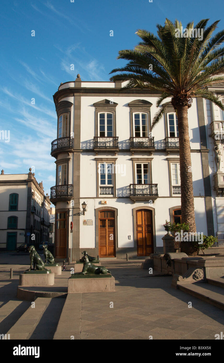 Houses in Plaza de Santa Ana in Las Palmas on Gran Canaria in The Canary Islands Stock Photo