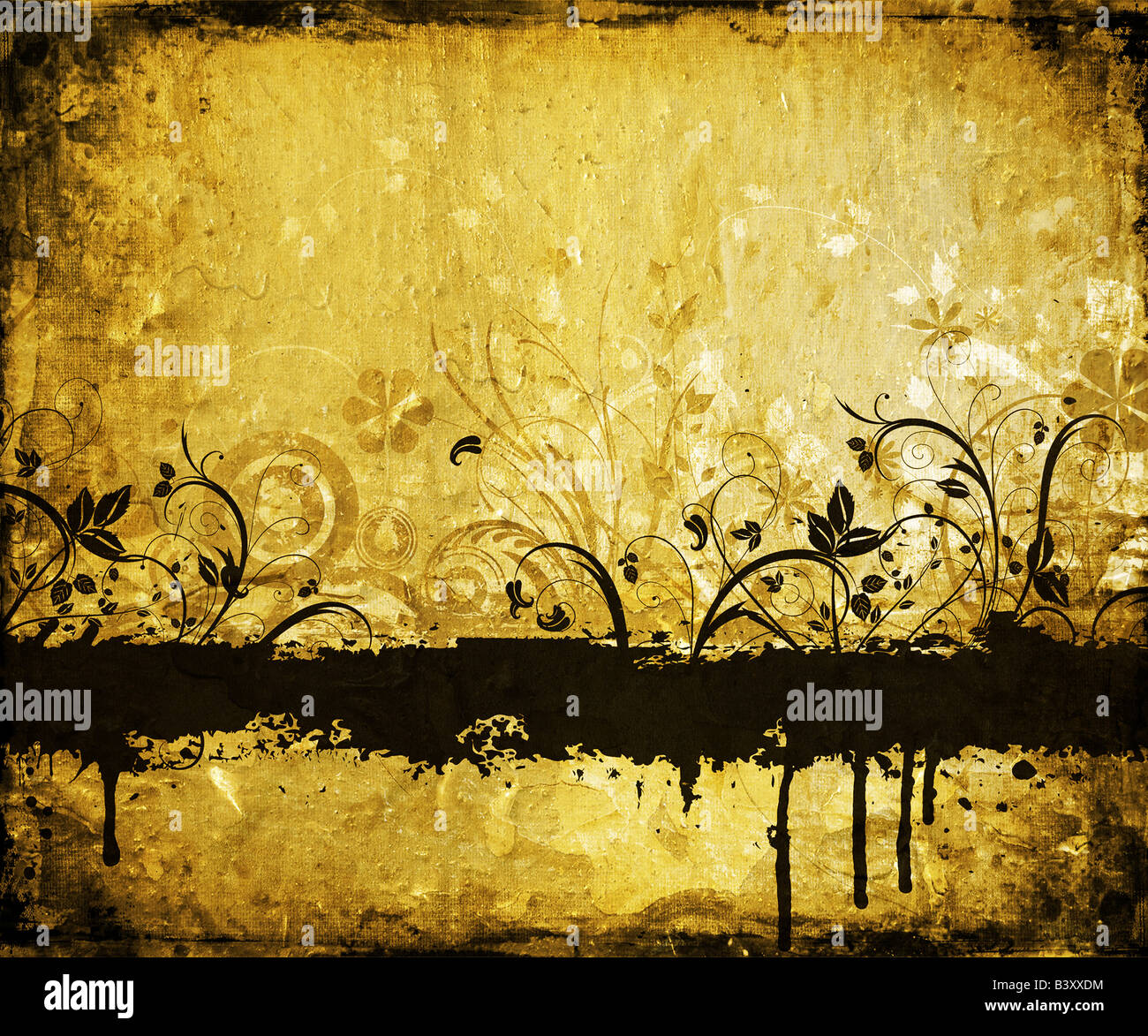 Floral grunge design on grunge background Stock Photo - Alamy