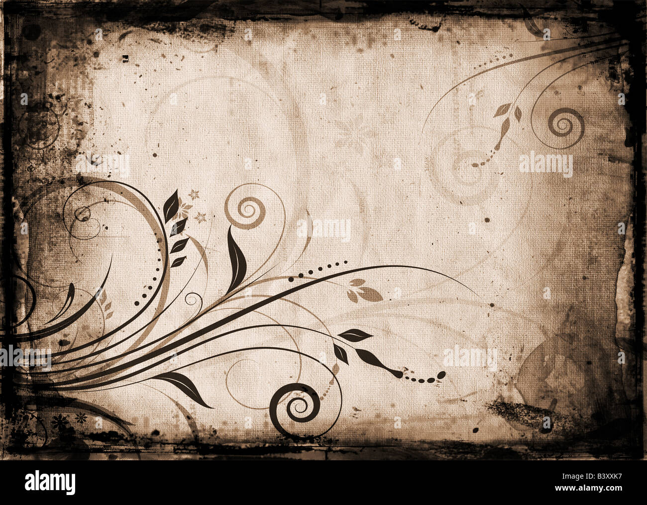 Floral design on grunge background Stock Photo - Alamy