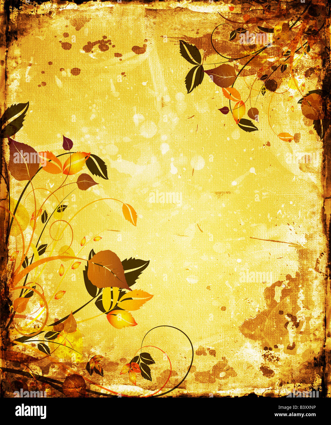 Floral design on grunge background Stock Photo - Alamy