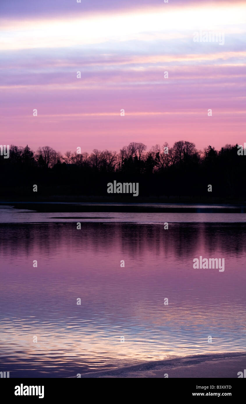 Trees lake sunrise in hi-res stock photography and images - Alamy