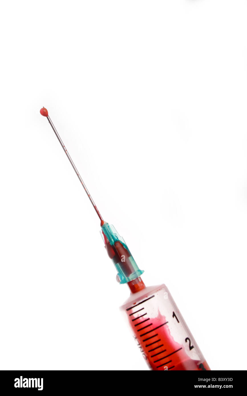 Syringe with blood Stock Photo Alamy