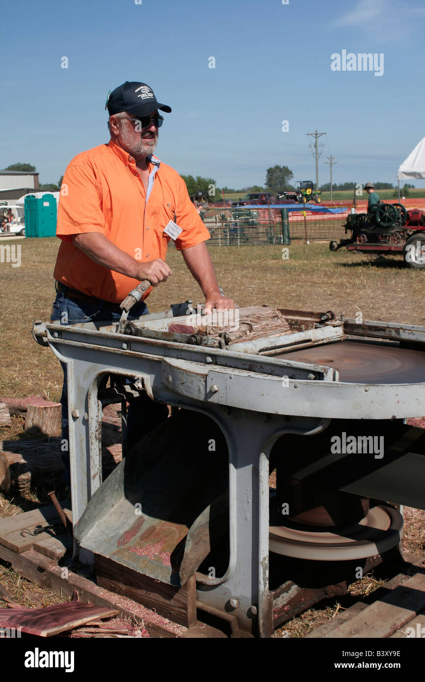 Red Cedar shingles being made on old shingle saw Stock Photo Alamy