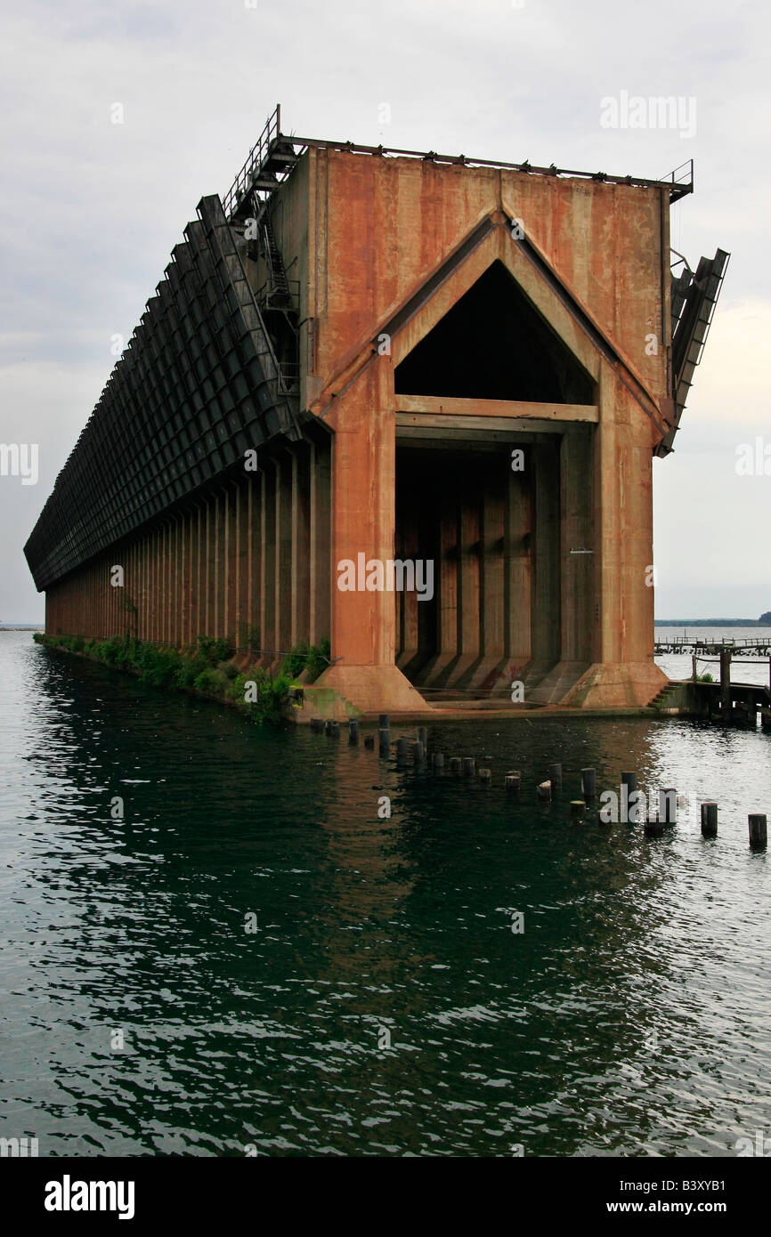 Marquette Michigan Lower Harbor ore dock vertical hires Stock Photo