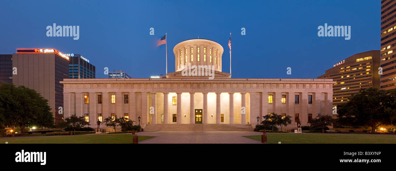Ohio State Capitol Building in Columbus Ohio at dusk Stock Photo