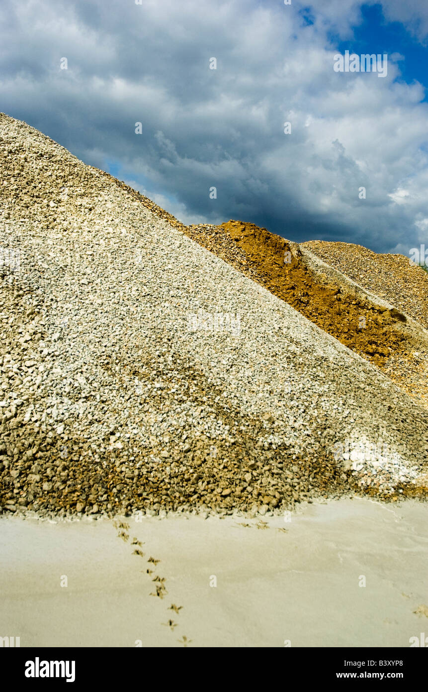 A quarry stores aggregate sand concrete and rocks Stock Photo