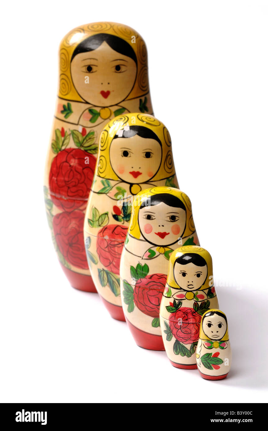 Wooden Russian dolls Stock Photo