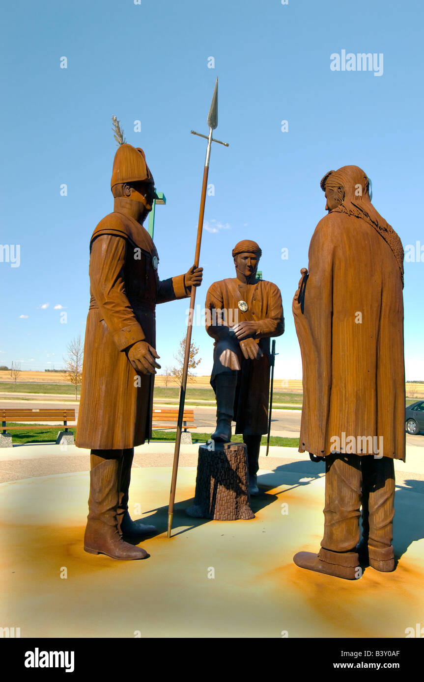 Statues of Lewis and Clark and Chief Sheheke at the Lewis and Clark