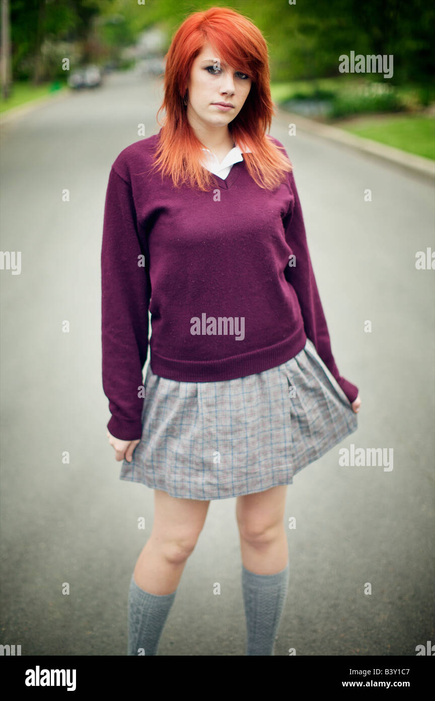 Girls in their school uniform for Blanchet Catholic High S…