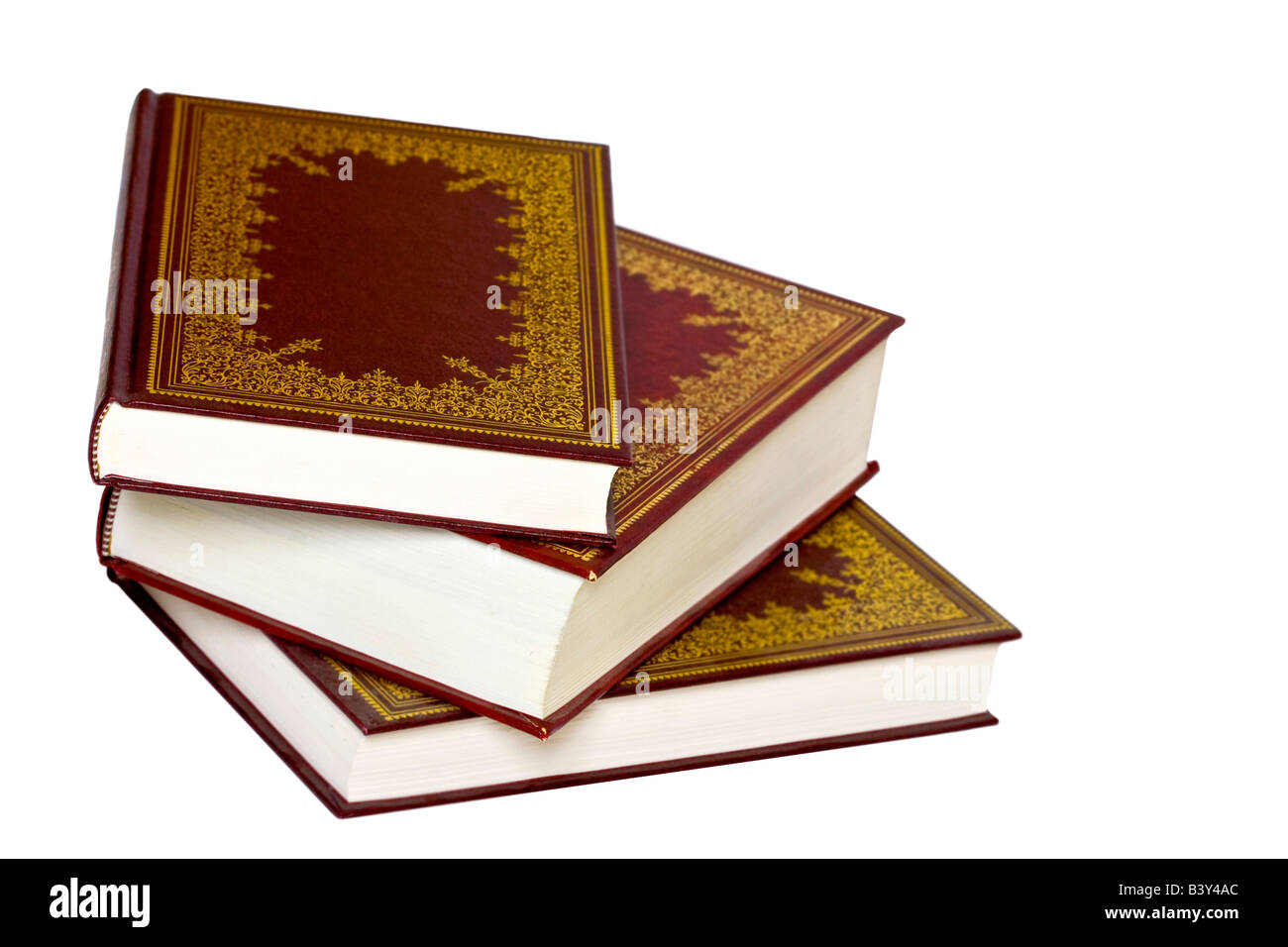 Old Leather Bound Decorative Books Isolated On A White Background