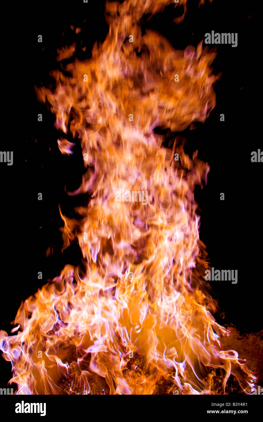 Fire at night Stock Photo