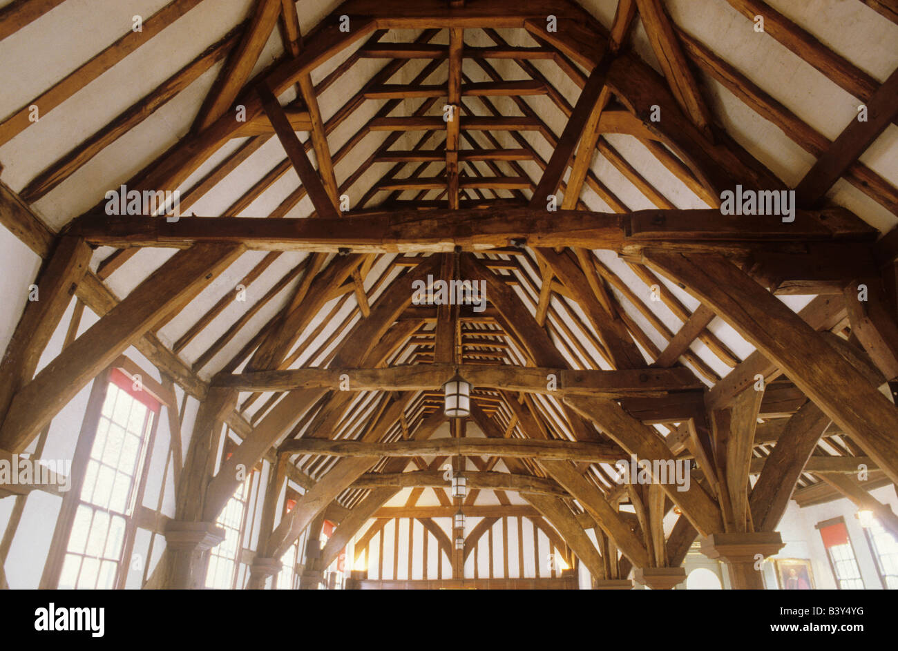 York Merchant Adventurers Hall Guildhall interior timbered roof Medieval English architecture Yorkshire England UK Stock Photo