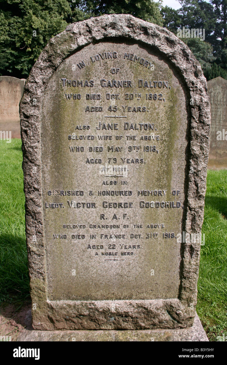 Dalton family grave stone at St John the Baptist Anglican Church, Church Lane, Berkswell, England, UK Stock Photo