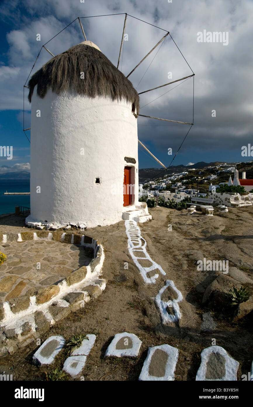 Windmill Mykonos Greece Stock Photo