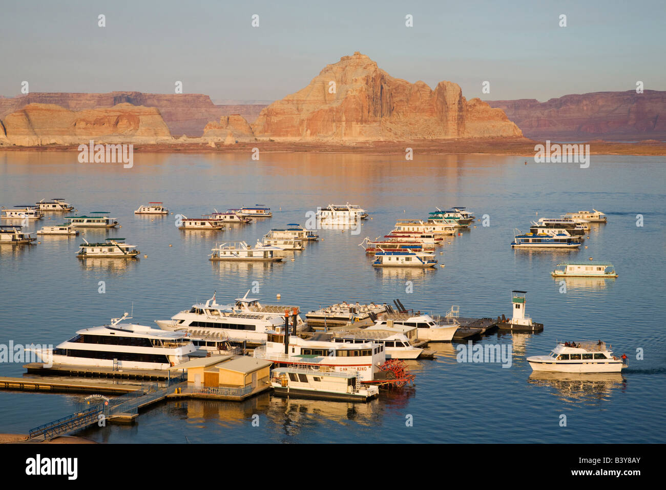 AZ, Arizona, Page, Glen Canyon NRA, Lake Powell, Houseboats at Wahweap