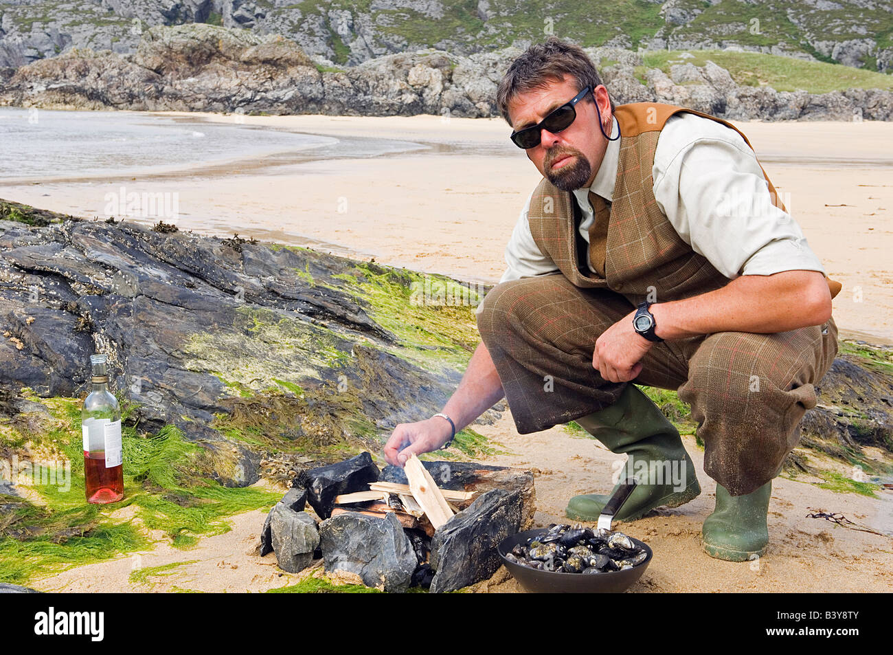 Scotland, Inner Hebrides, Colonsay. Gordon Muir, the ghillie of Glen ...