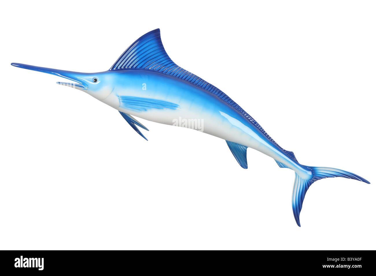 Fake toy marlin cut out isolated on white background Stock Photo
