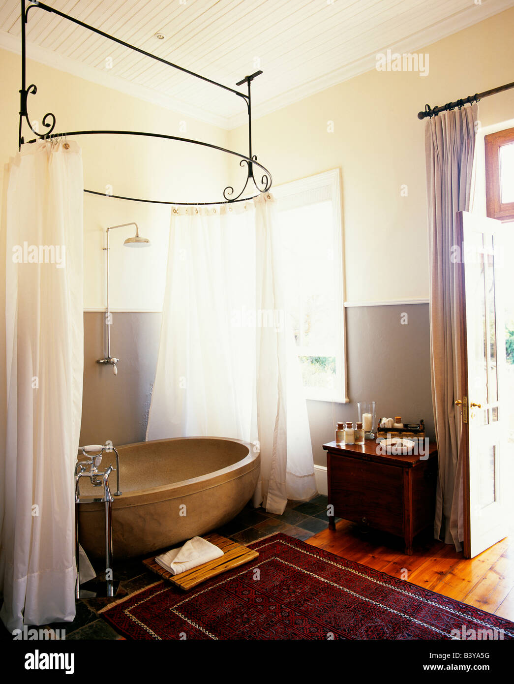 South Africa, Eastern Cape, Kwandwe. The main bathroom at Uplands