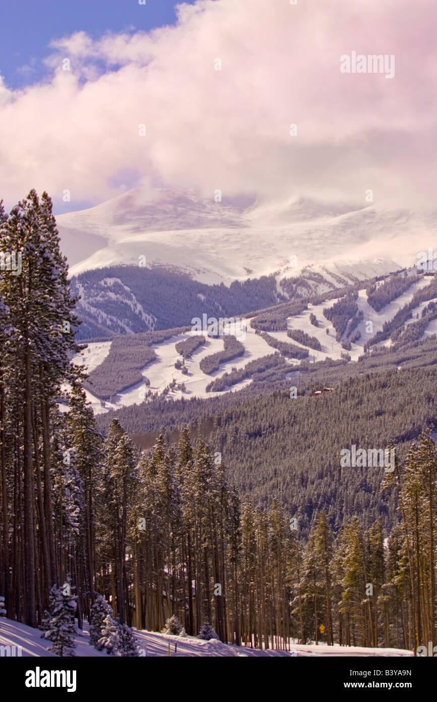 USA, Colorado. Distant view of the Breckenridge Ski Resort trails in