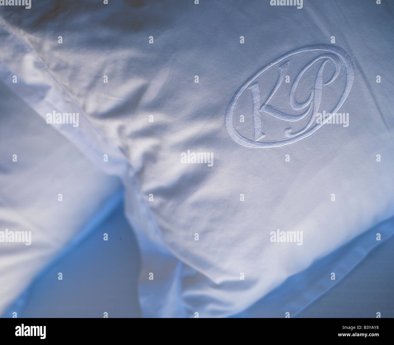 South Africa, Cape Town, Kensington Place. Monogrammed pillow case