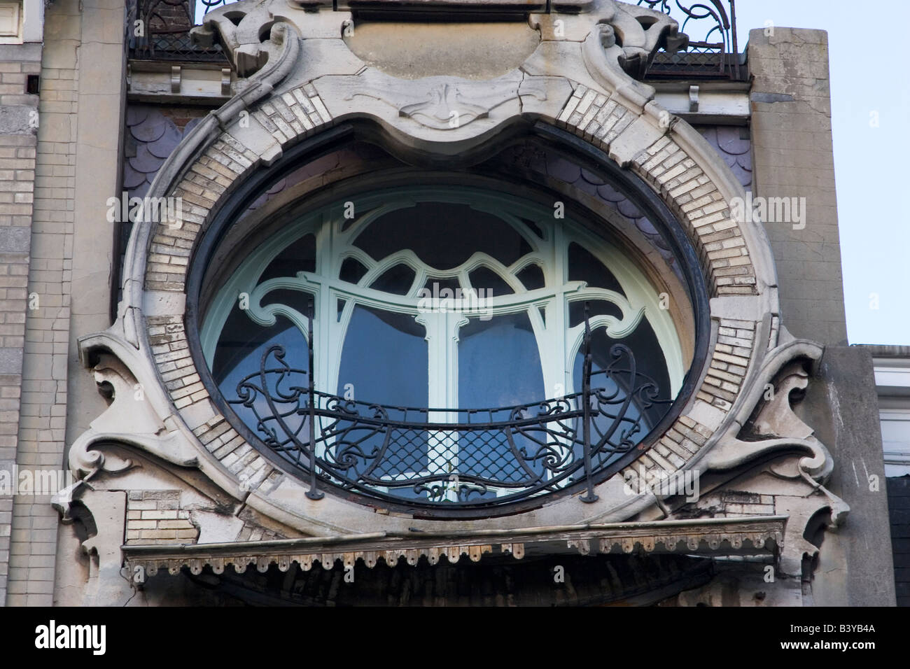 Art Nouveau building the Maison de St Cyr located on square Ambiorix designed by Gustave Strauven in 1905, Brussels, Belgium Stock Photo