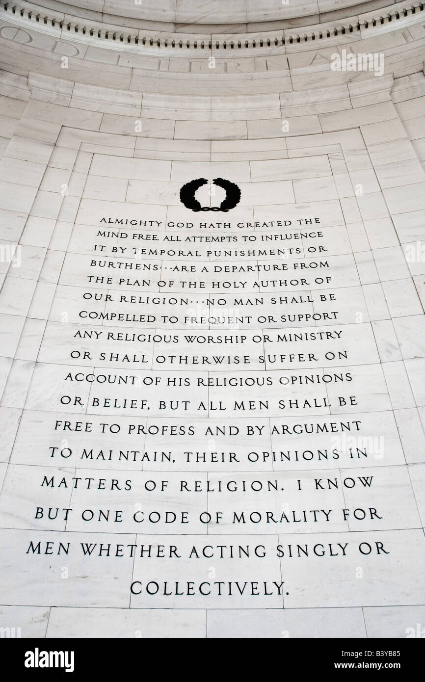 Thomas Jefferson Memorial Quotes Usa, Washington, D.c. Jefferson Quote On One Of The Walls Inside The Jefferson  Memorial Stock Photo - Alamy