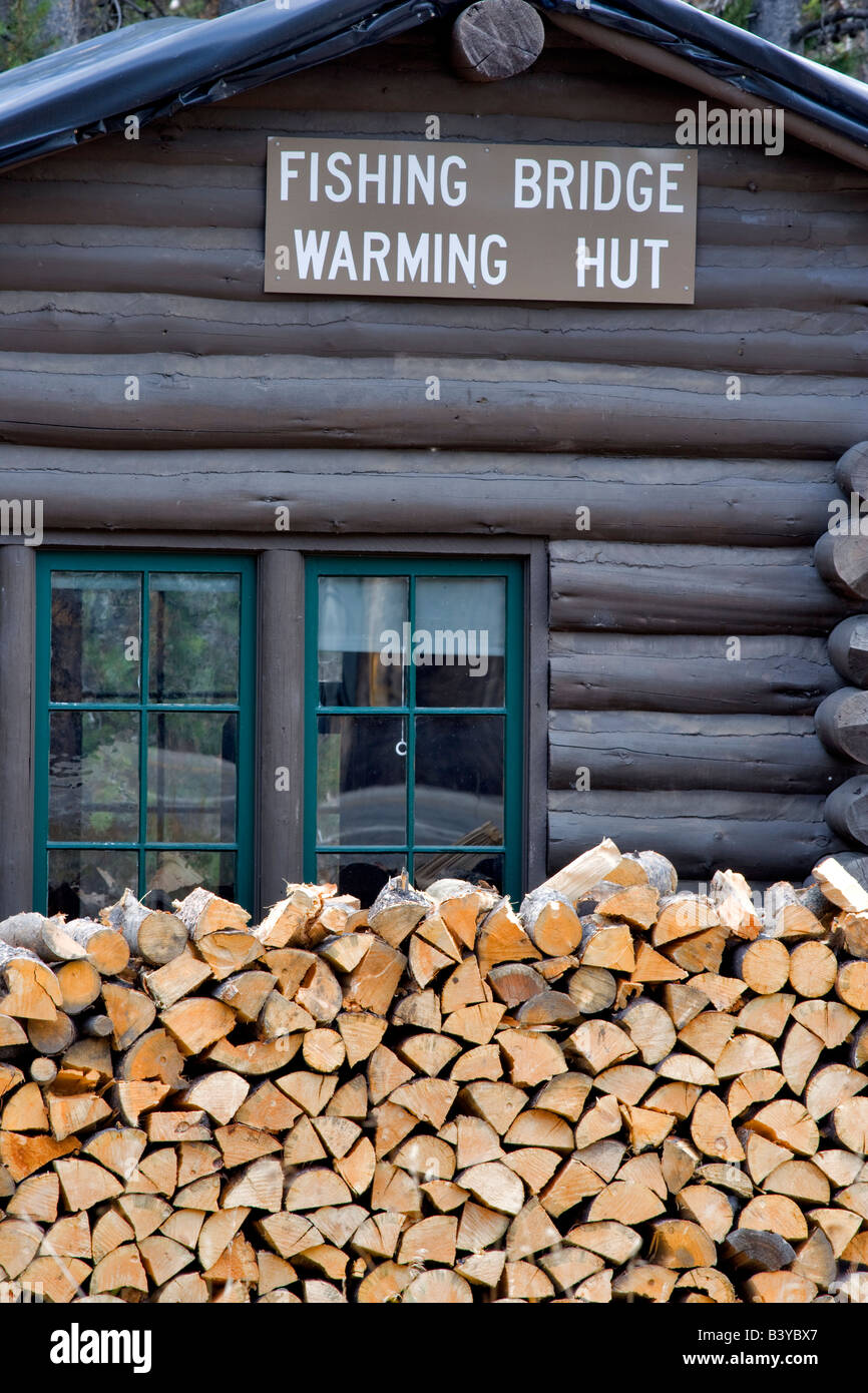 Warming hut at Fishing Bridge Yellowstone National Park WY Stock Photo