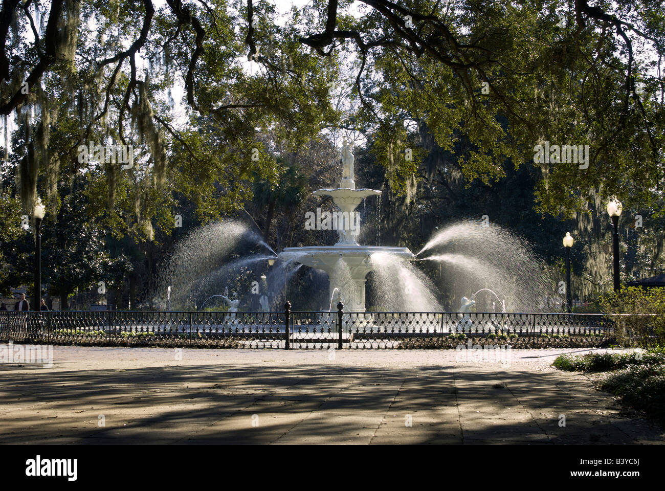 USA, Savannah, Forsythe Park fountain, historic district Stock