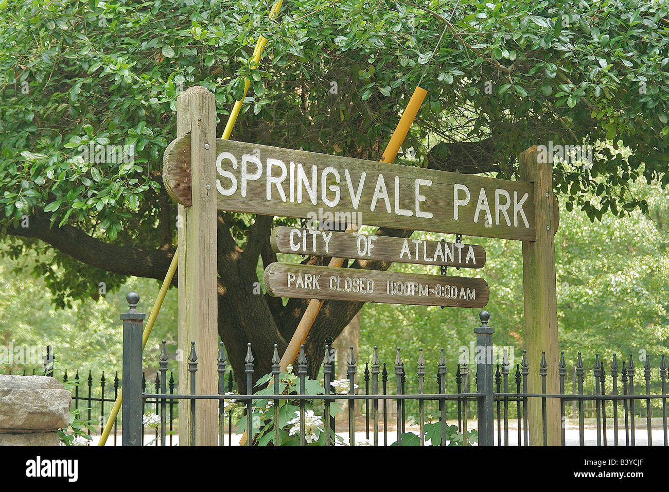 North America, USA, Georgia, Atlanta.  A sign for Atlanta's Springvale Park. Stock Photo