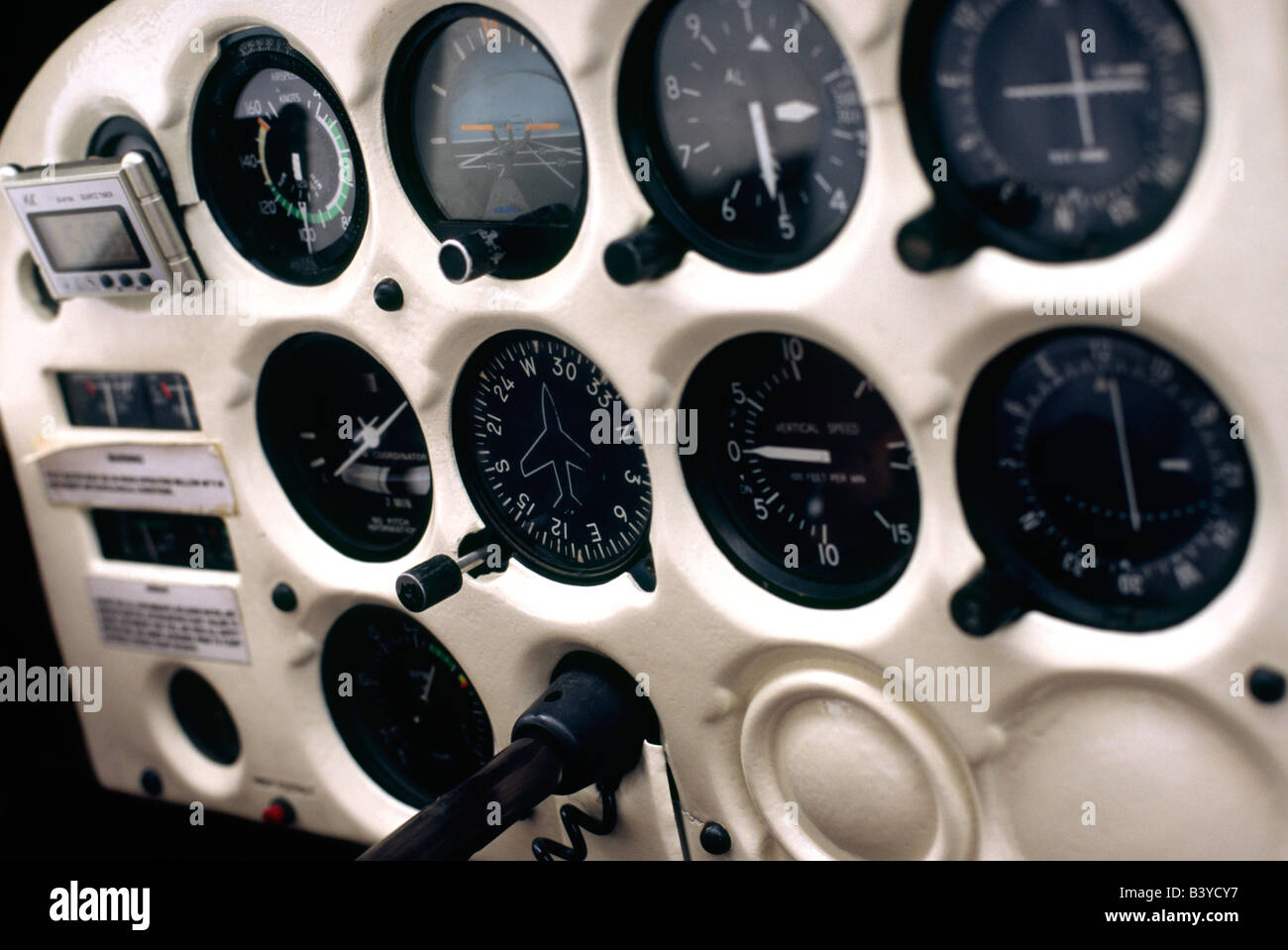 Instrument console for a small aircraft flight over the Nazca Lines, in