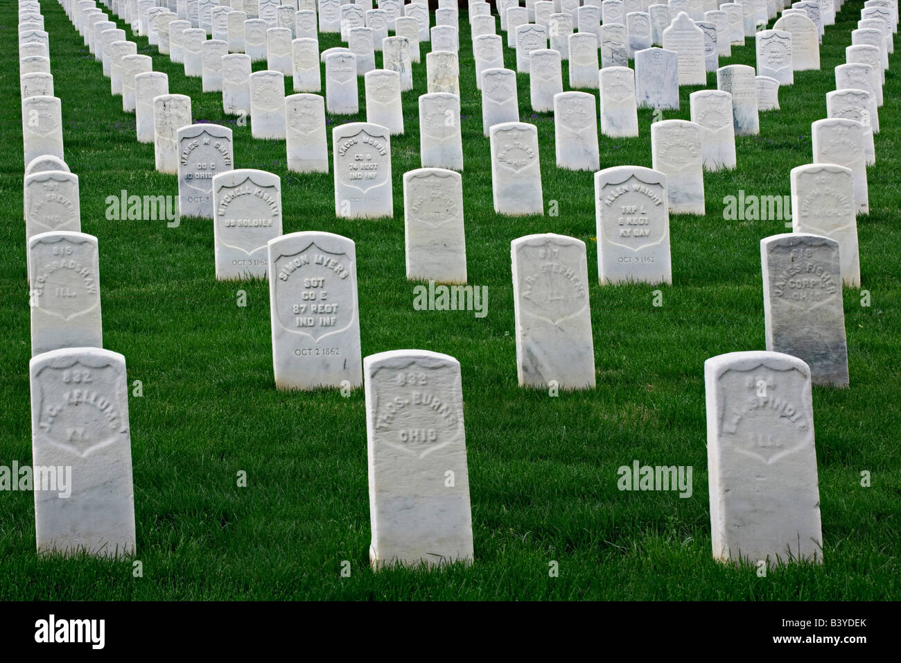 Civil war headstones cave hill cemetery louisville kentucky stock