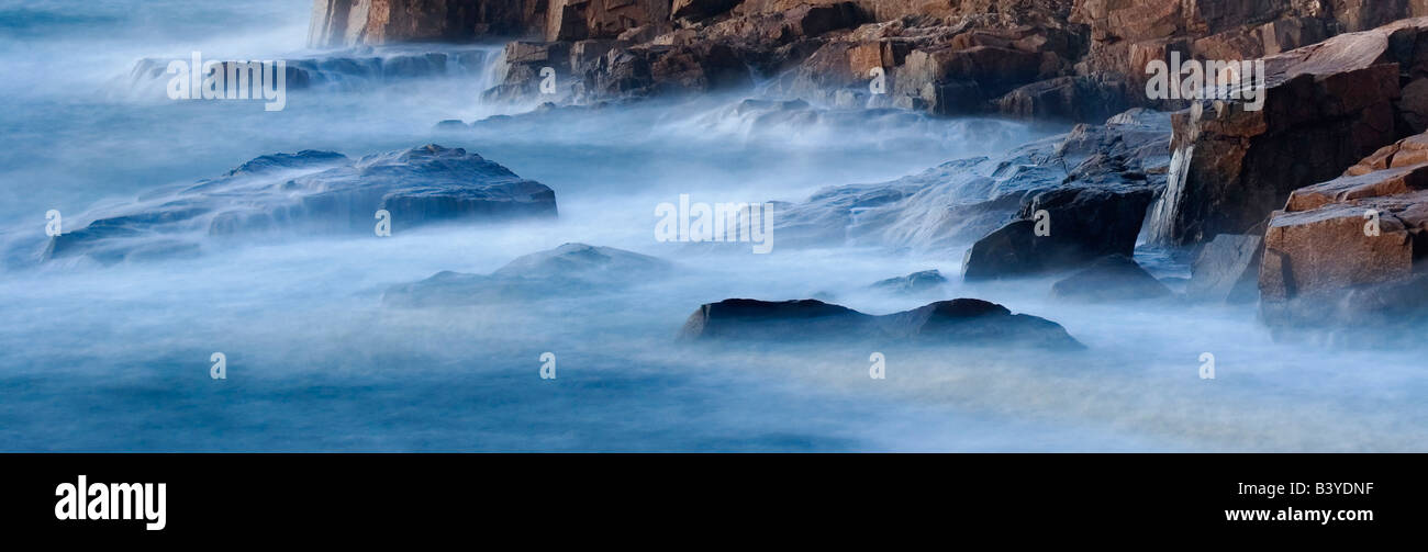 Long exposure of waves against Otter Cliffs, Acadia National Park, Maine Stock Photo