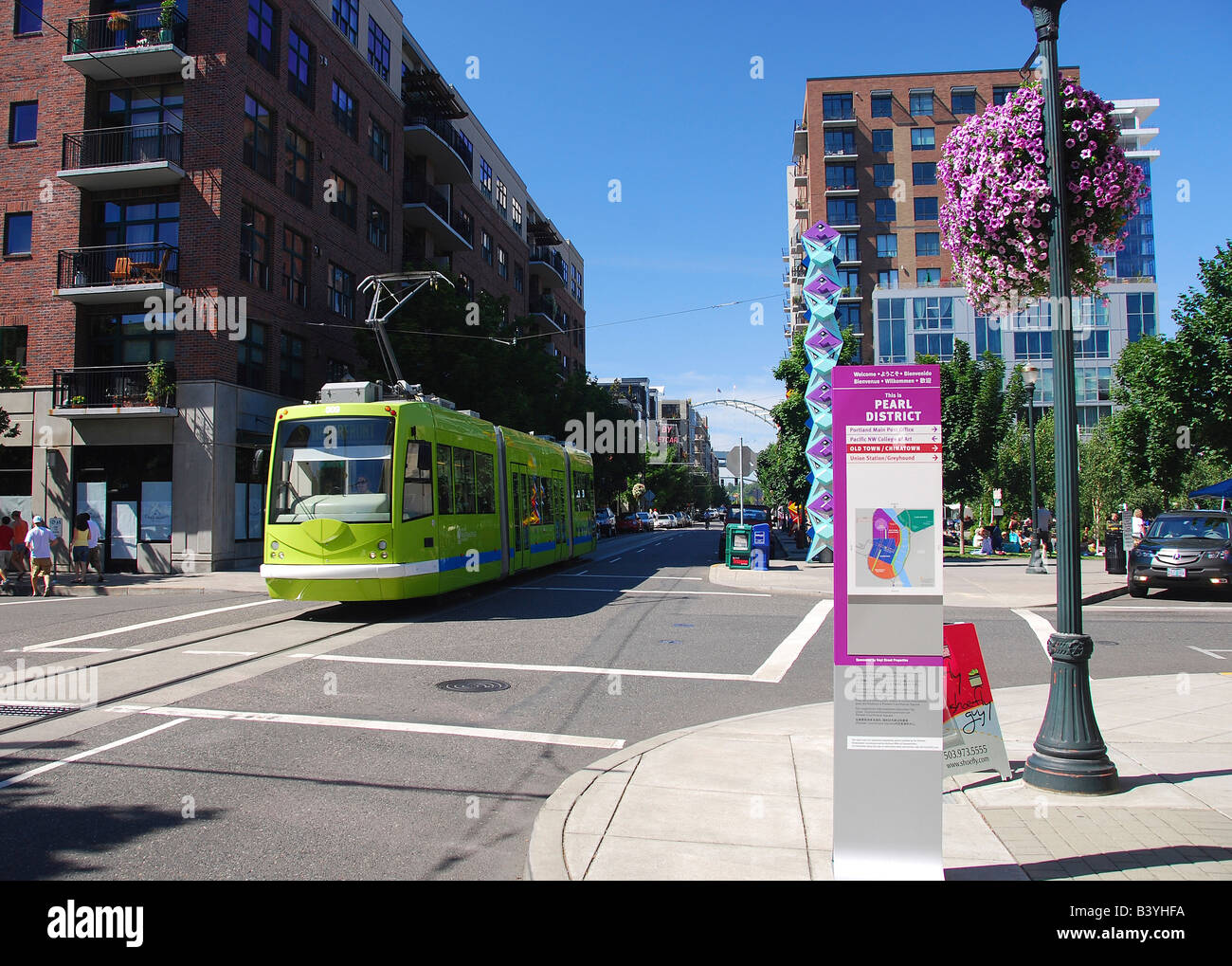 USA, Oregon, Portland. Typical trolley in the Pearl District Stock