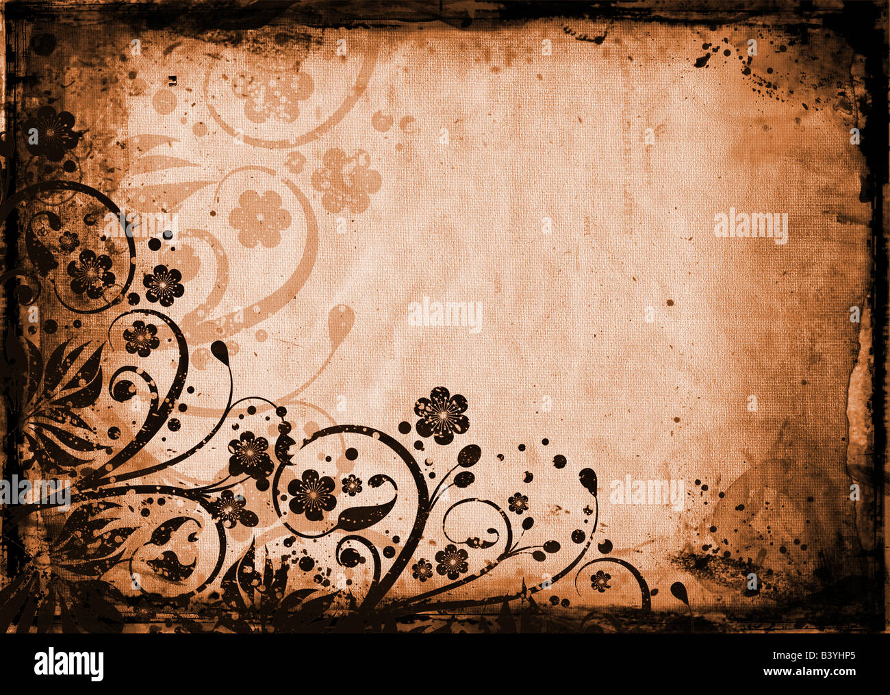Floral design on grunge background Stock Photo - Alamy