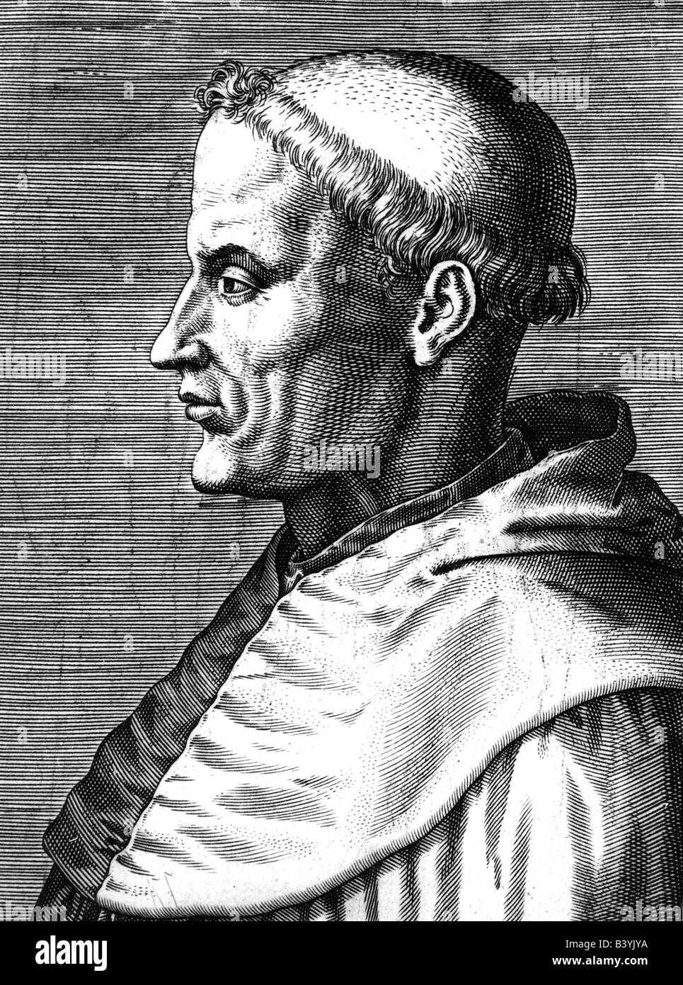 Thomas Aquinas, circa 1225 - 7.3.1274, Italian philosopher and theologit, portrait, side-face, engraving, 19th century, Stock Photo