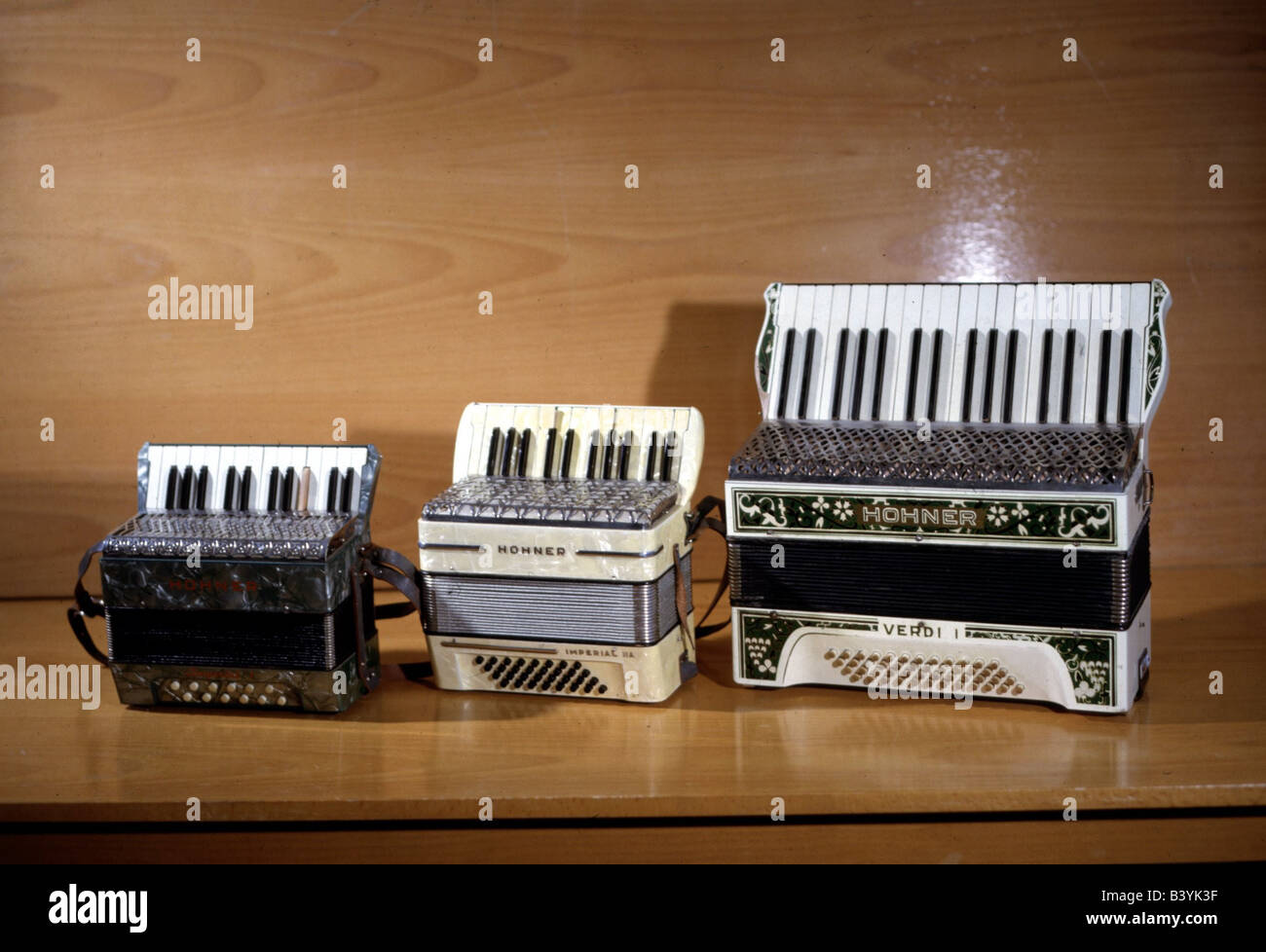 music, instruments, accordion, three different models by Hohner