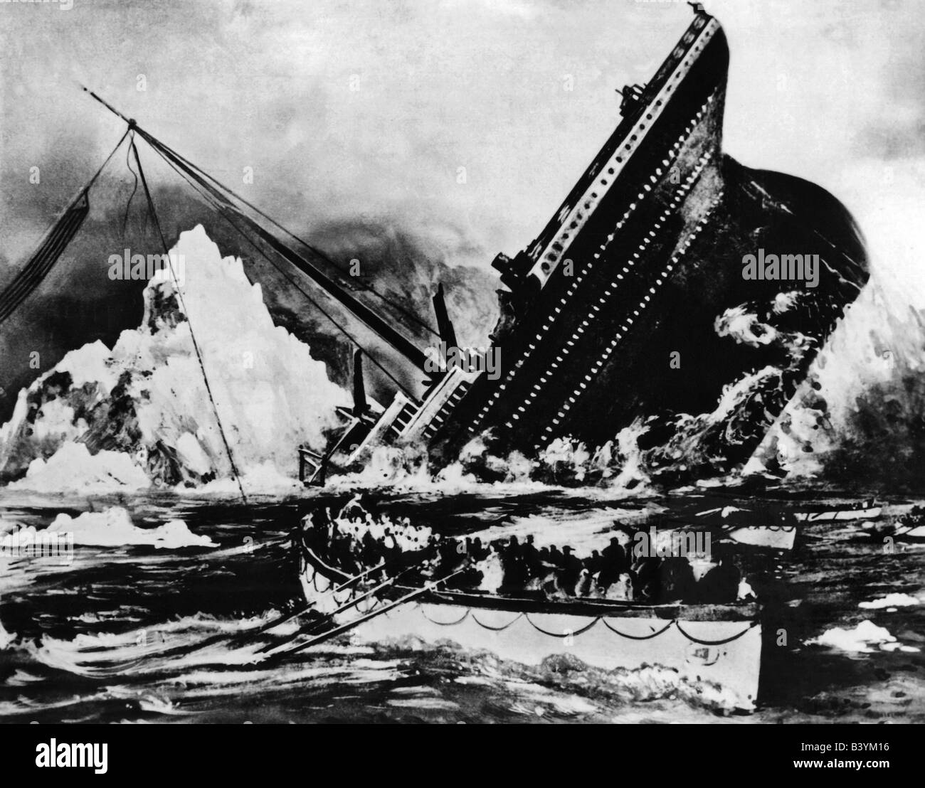 transport / transportation, navigation, Titanic, artictic depiction of the ship's sinking on 15.4.1912, Stock Photo