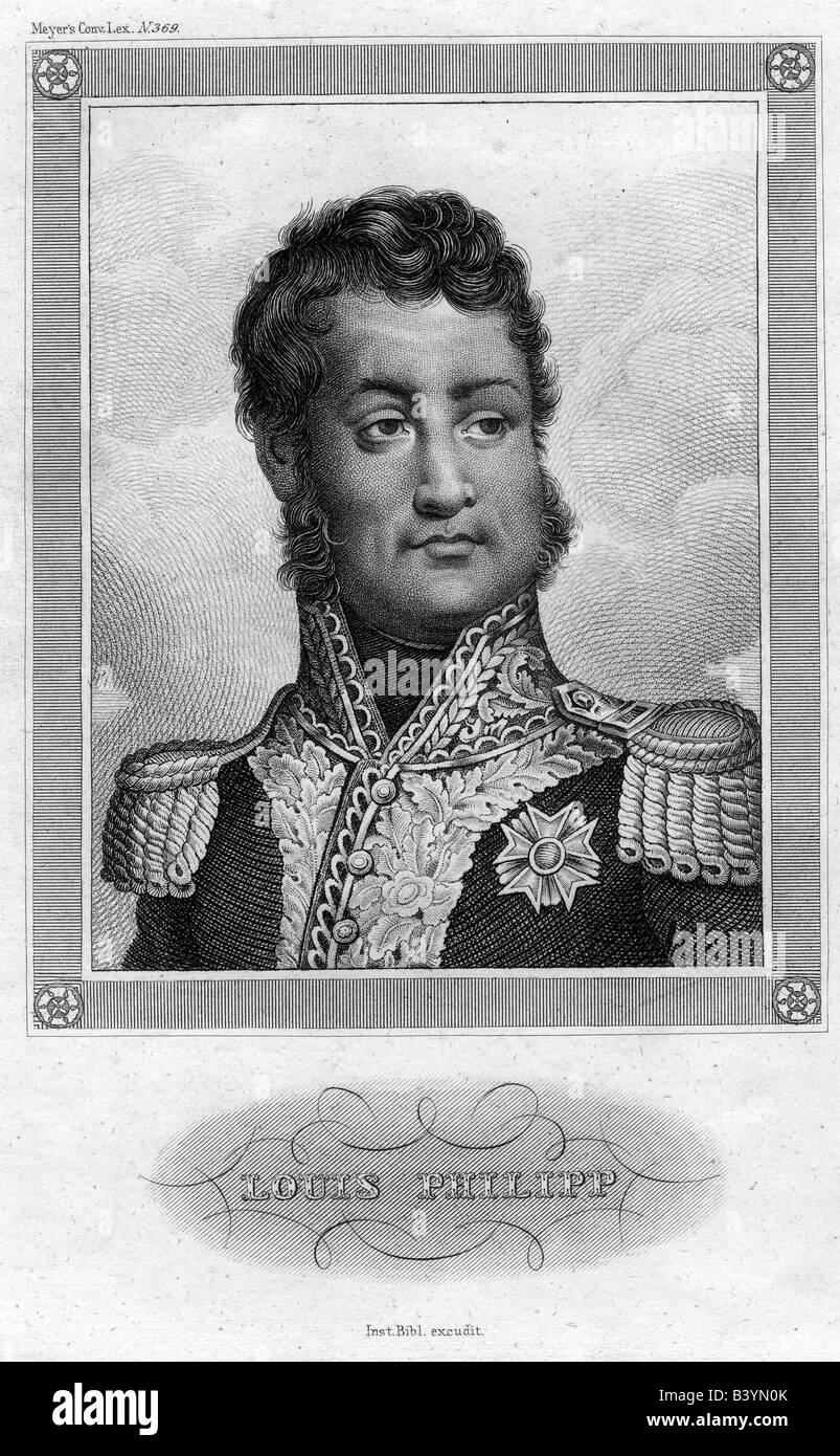 Louis Philippe, 6.10.1773 - 26. 8.1850, King of France 7.8.1830 - 24.2.1848, portrait, engraving 19th century, Bourbon, Orleans, King of the French, , Stock Photo