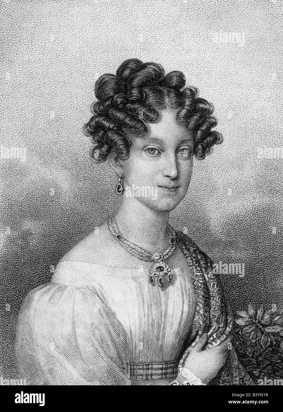 Marie Louise, 12.12.1791 - 12.12.1847, Empress Consort of France 2.4.1810 - 6.4.1814, half length, steel engraving, 19th century, , Artist's Copyright has not to be cleared Stock Photo