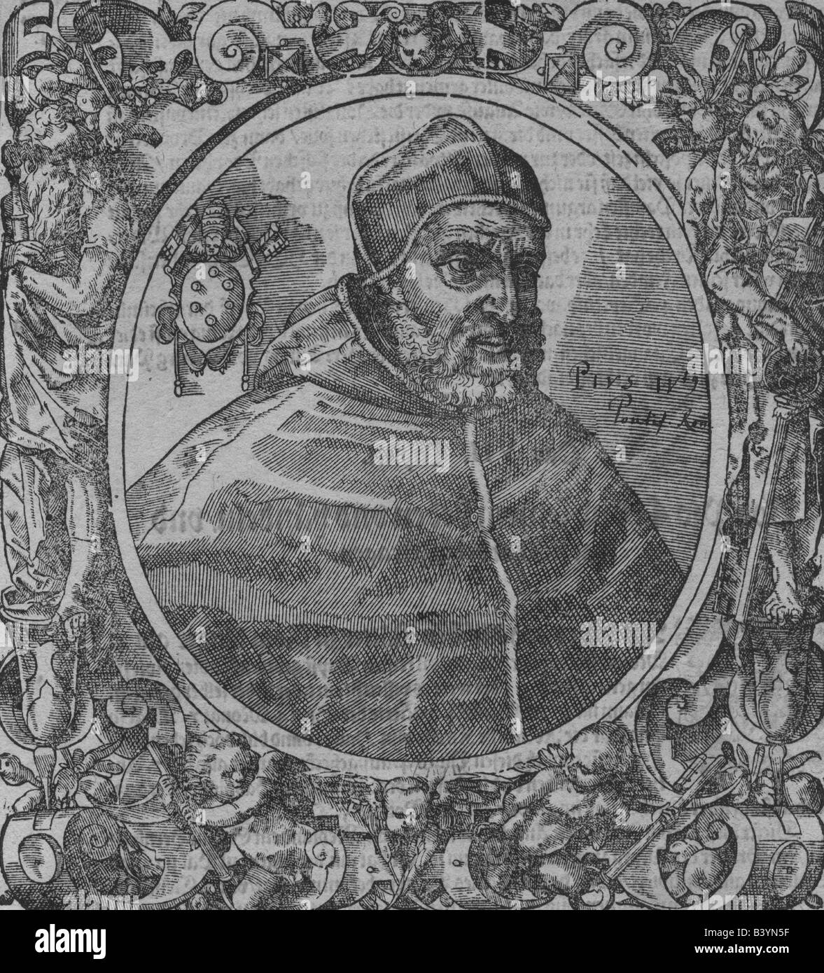 Pius IV (Giovanni Angelo de Medici di Marignano), 31.3.1499 - 9.12.1565, Pope 25.12.1559 - 9.12.1565, portrait, copper engraving, 17. Jahrhundert, , Artist's Copyright has not to be cleared Stock Photo