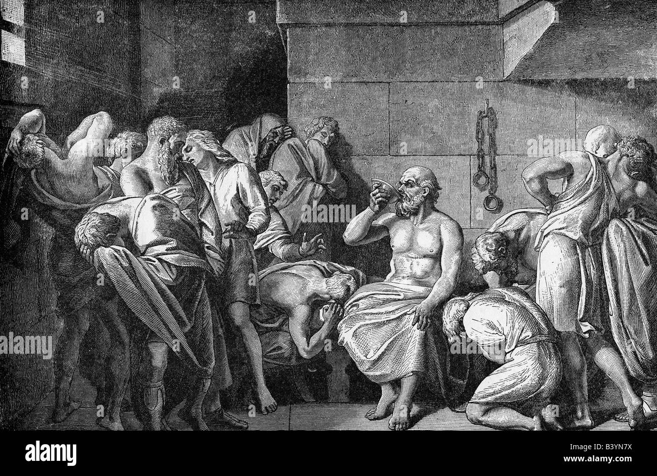 Socrates, 469 - 399 BC, Greek philosopher, 'Death of Socrates', print after copper engraving, 19th century, Artist's Copyright has not to be cleared Stock Photo