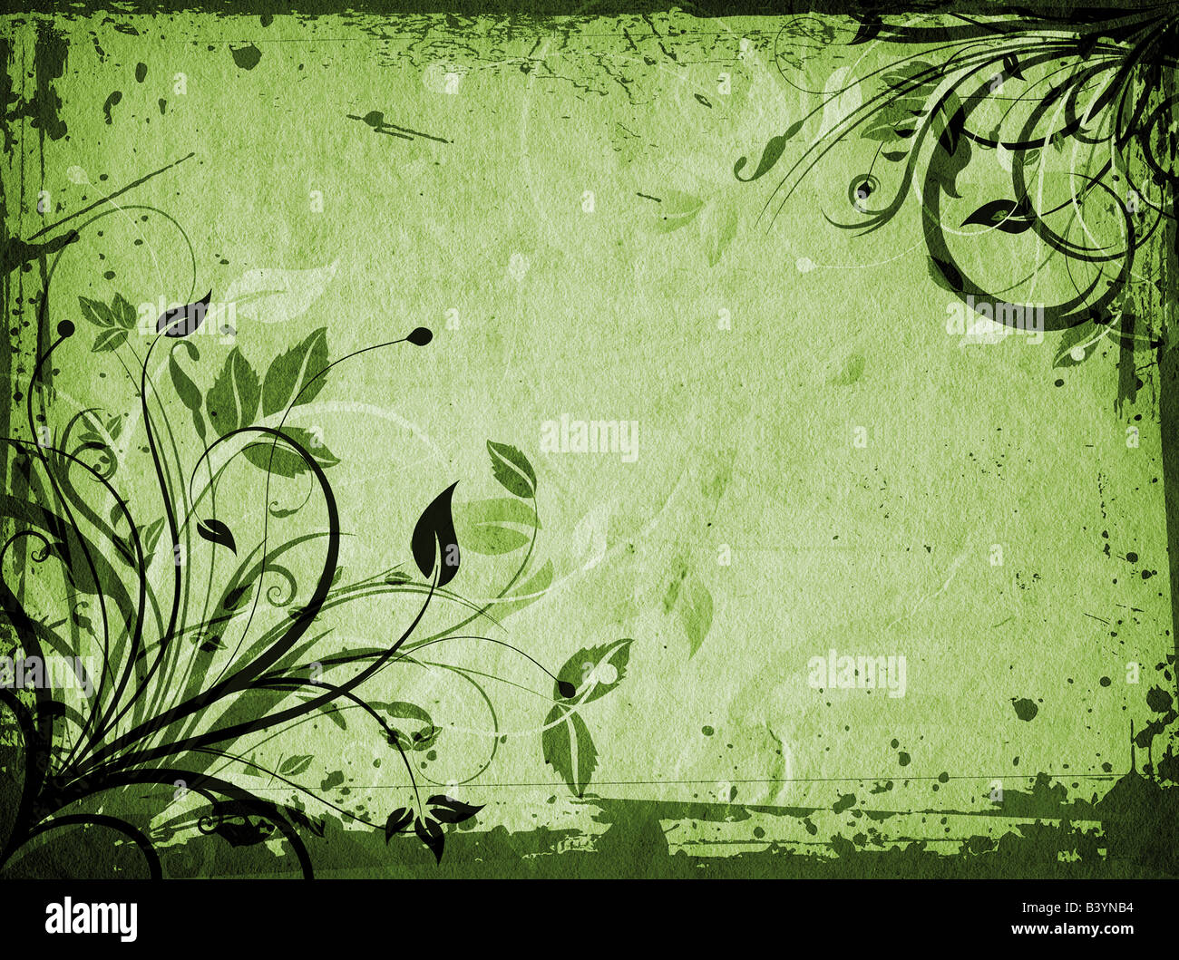 Floral design on grunge background Stock Photo - Alamy