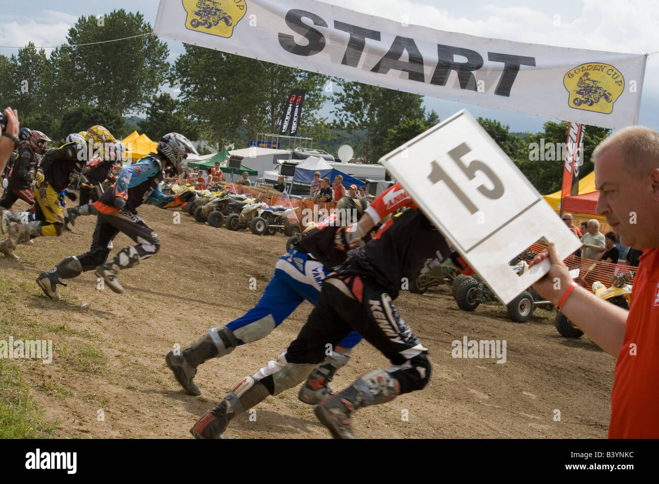 The beginning of atv cross country race Stock Photo Alamy