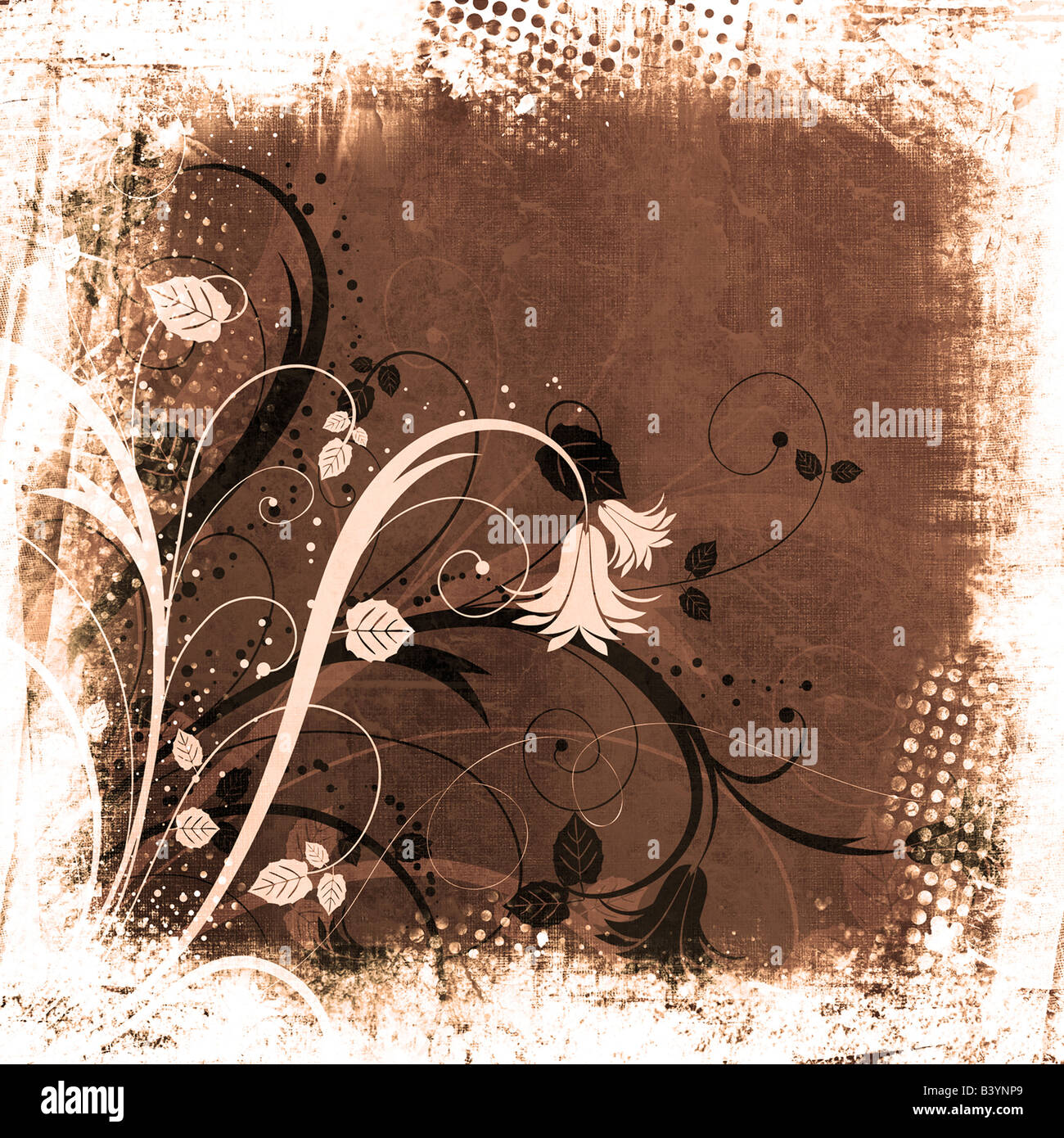 Abstract floral design on grunge background Stock Photo - Alamy