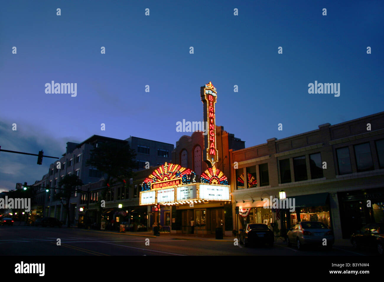 Old fashioned American cinema in Birmingham Michigan USA Stock Photo