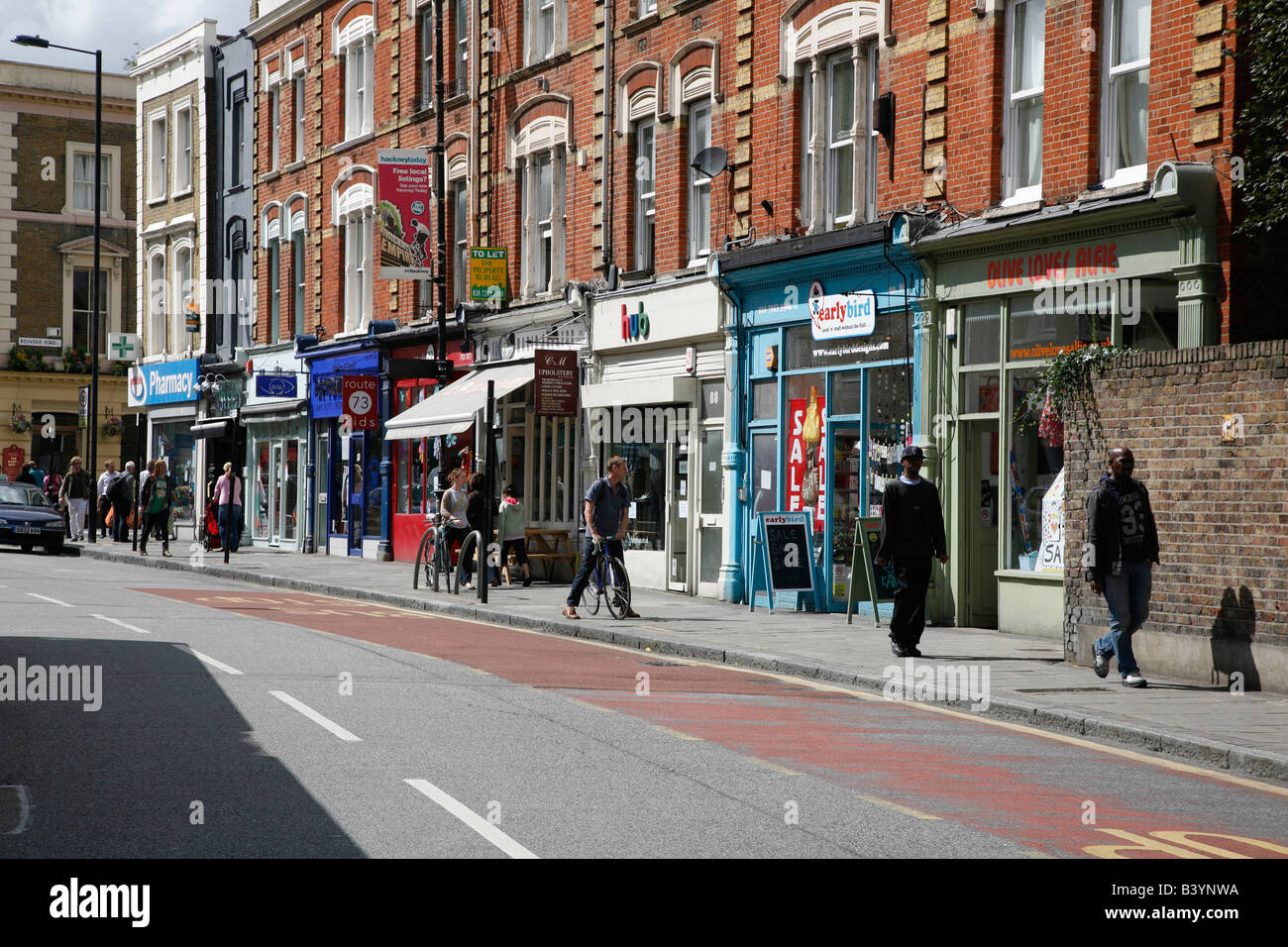 Shops on Stoke Newington Church Street in Stoke Newington, London Stock Photo