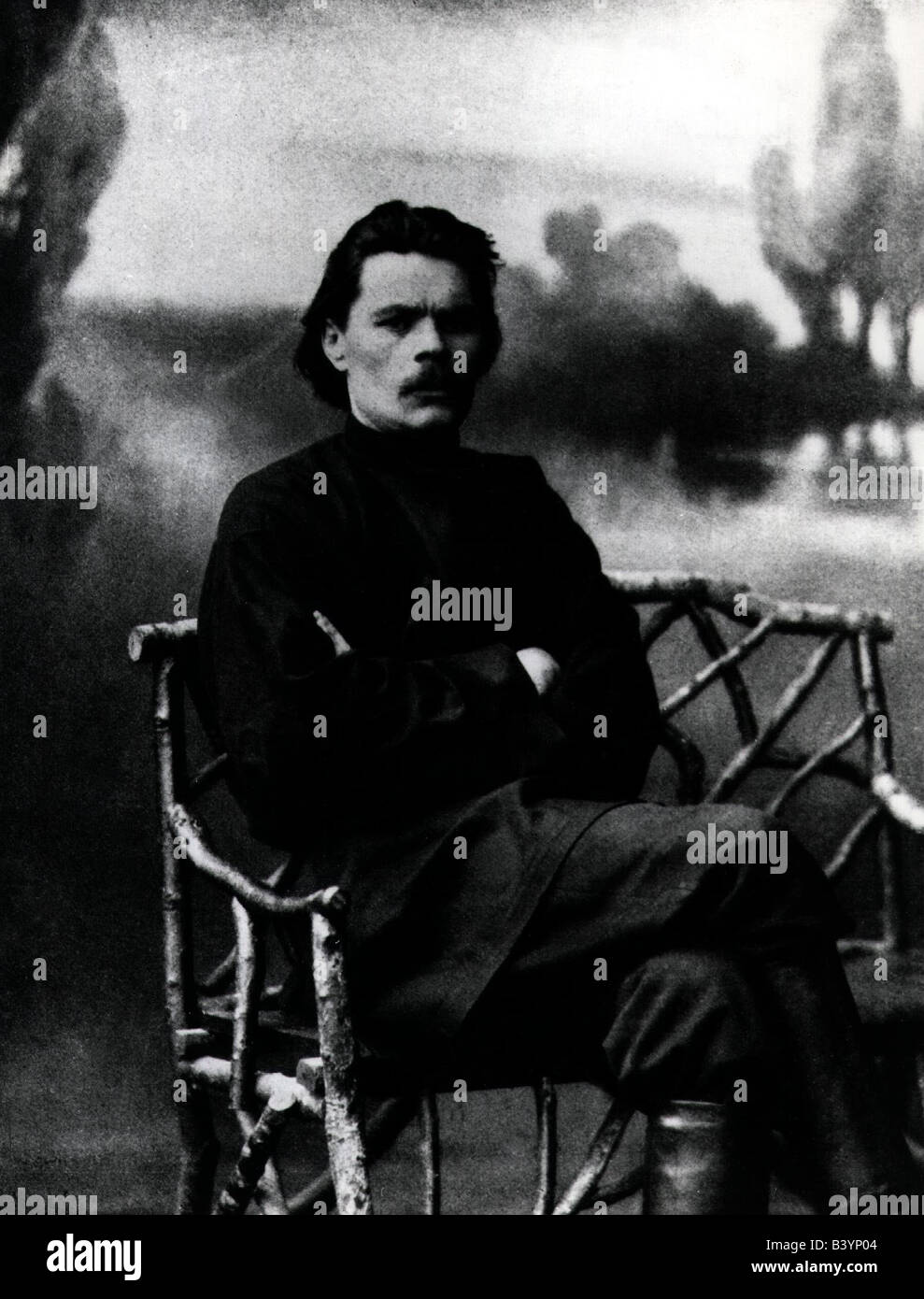 Gorky, Maksim, 28.3.1868 - 18.6.1936, Russian author / writer, half length, sitting, circa 1900, , Stock Photo