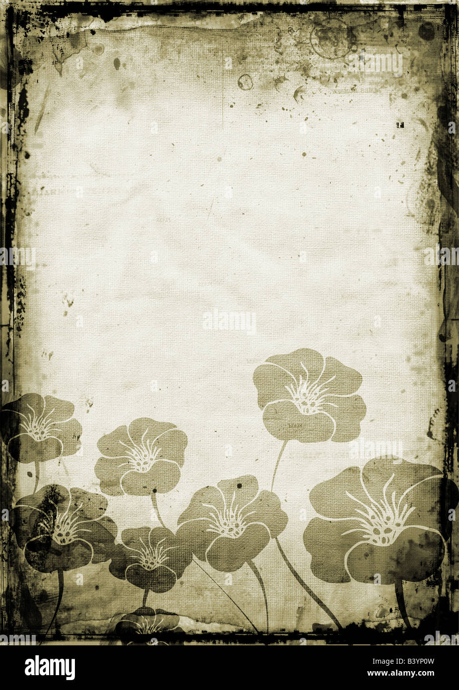 Floral design on grunge background Stock Photo - Alamy